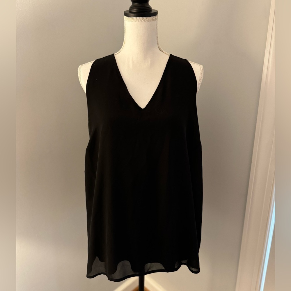 Lauren Ralph Lauren Black layered tank with chiffon overlay Knit Tank Top XL